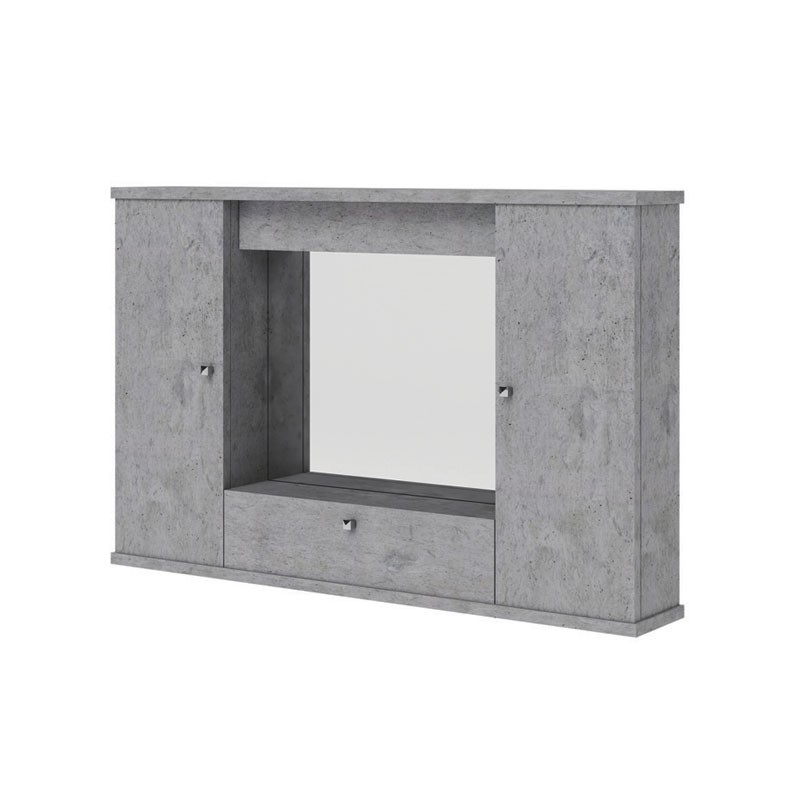 foto del prodotto mobile specchiera bagno grigio cemento 2 ante c ribalta h.61x93x14 cm