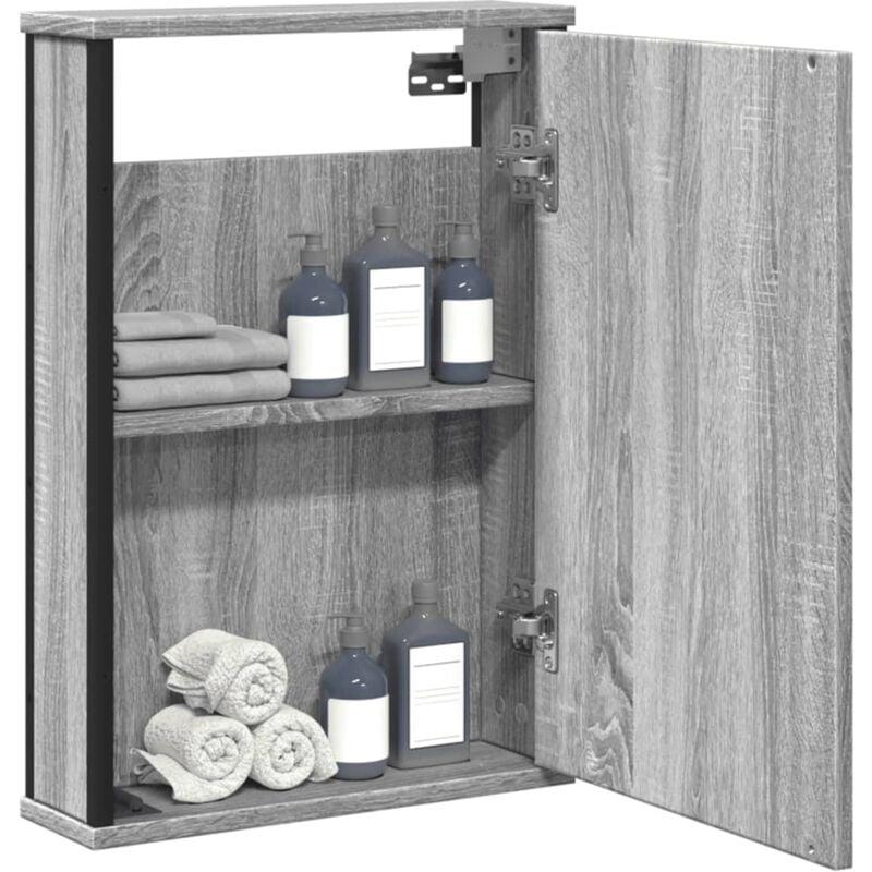 foto del prodotto mobile specchio da bagno grigio sonoma 42x12x60 cm multistrato vidaxl