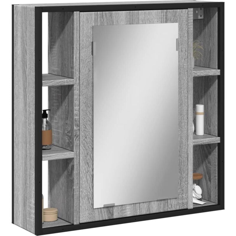 foto del prodotto mobile specchio da bagno grigio sonoma 60x16x60 cm multistrato vidaxl