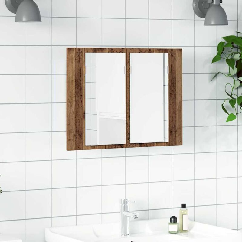 foto del prodotto mobile specchio led legno antico 60x12x45 cm legno multistrato vidaxl