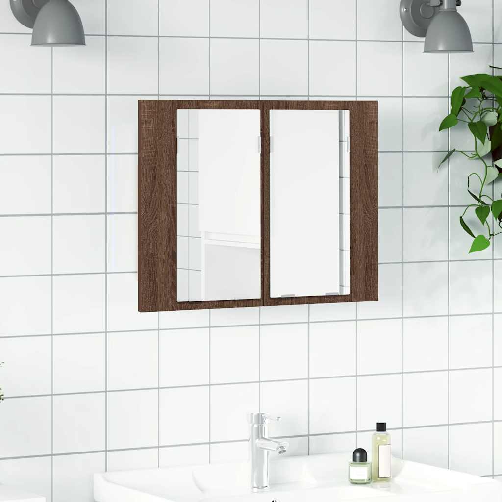 foto del prodotto mobile specchio led rovere marrone 60x12x45cm legno multistrato cod mxl 76637