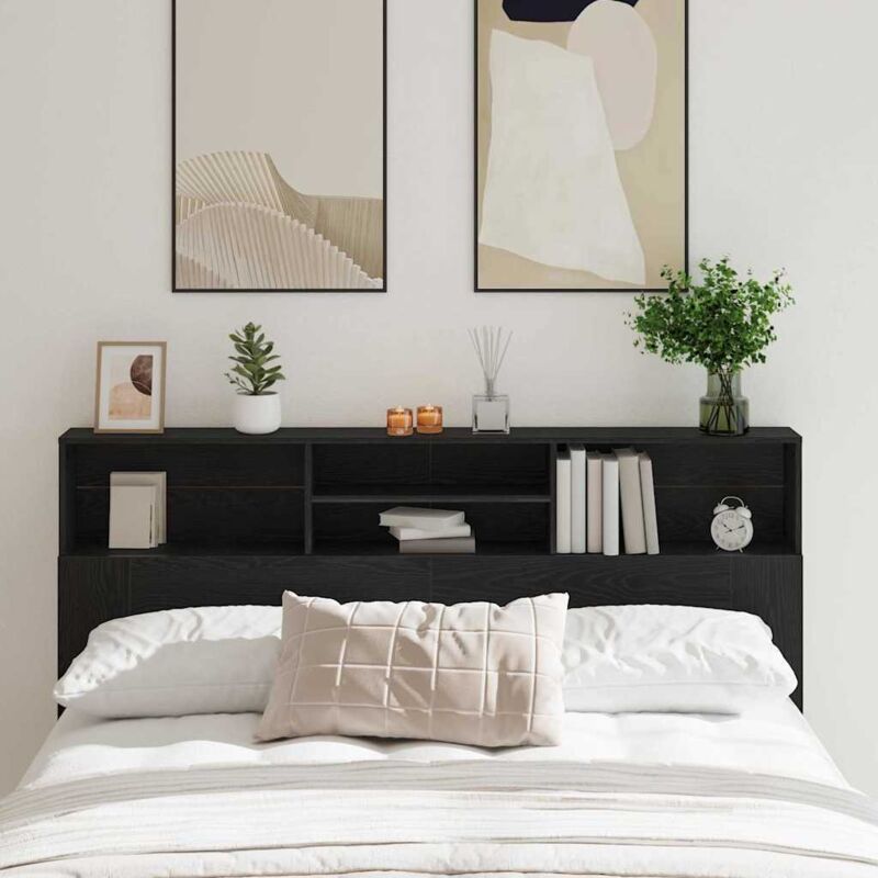 foto del prodotto mobile testiera letto in rovere nero 180 x 19 x 103,5 cm vidaxl
