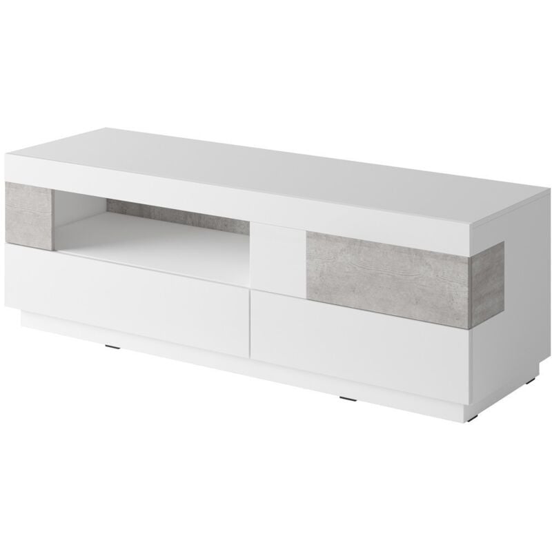 foto del prodotto mobile tv 160cm collezione kiles. colori bianco e grigio. stile design. led integrato.