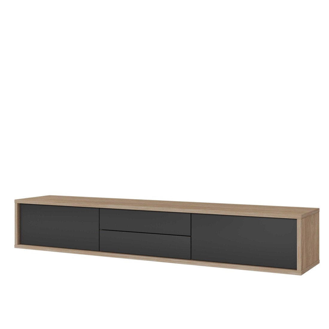 foto del prodotto mobile tv 180cm, 2 cassetti e 2 porte collezione maanum. colore rovere chiaro e grigio.