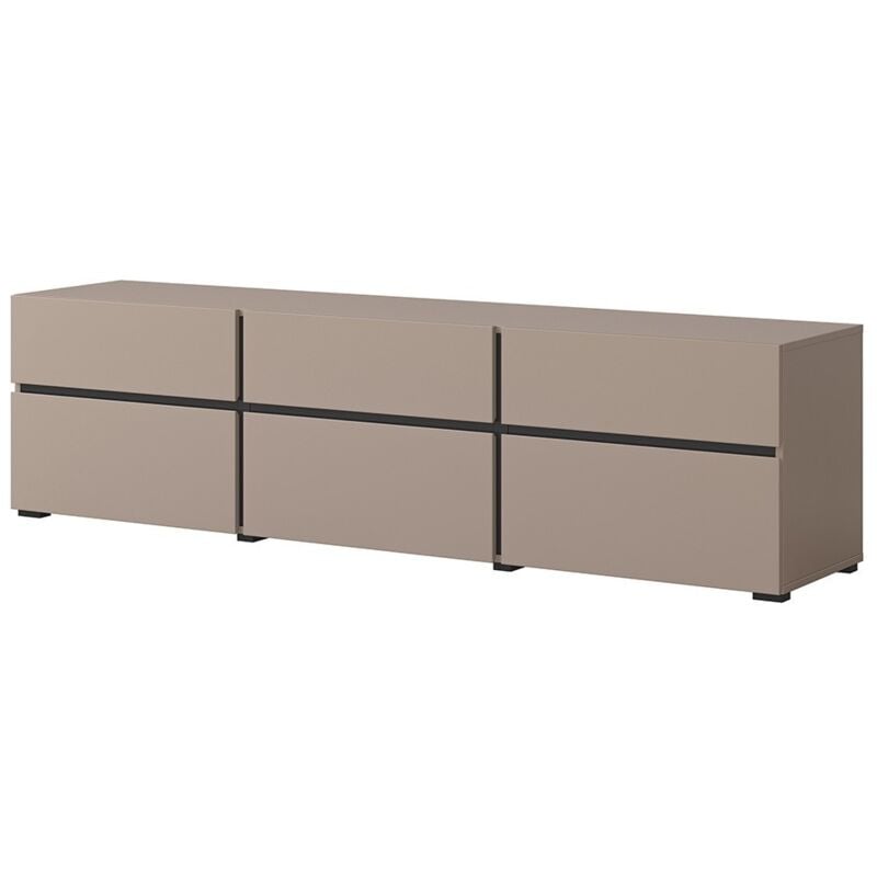 foto del prodotto mobile tv 180cm colori beige e nero collezione havana. mobile design con 3 porte e 3 cassetti.