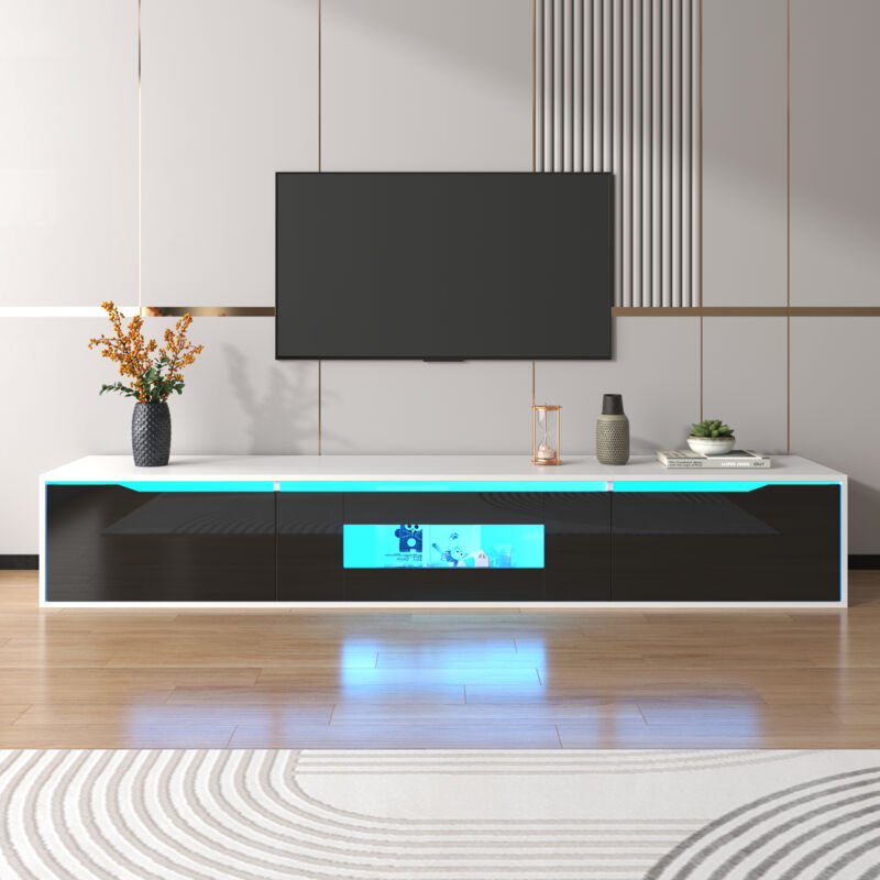foto del prodotto mobile tv 180x30x35cm 3 ante led truciolare bianco e nero modfu