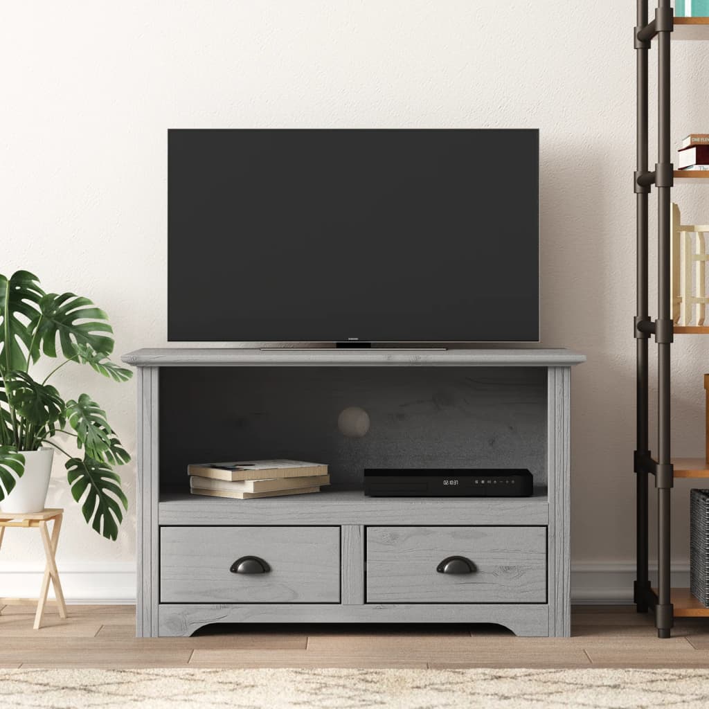 foto del prodotto mobile tv 2 cassetti bodo 91x43x56cm legno massello pino grigiocod mxl 80375