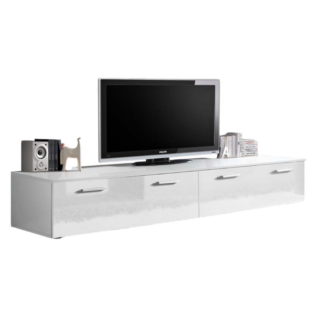 foto del prodotto mobile tv 200cm collezione comet. colore bianco. 2 ante a ribalta.