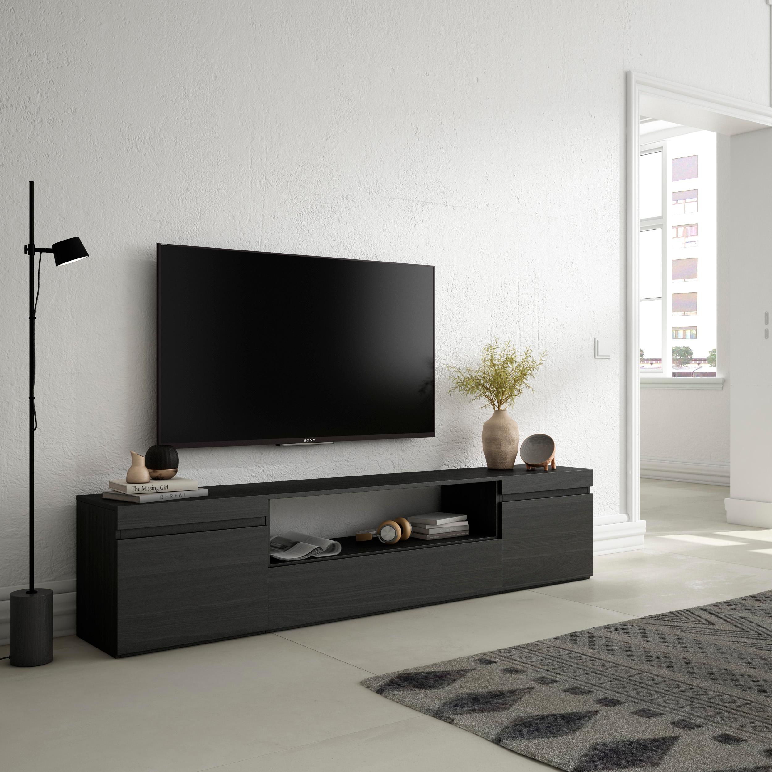 foto del prodotto mobile tv, 200x35x45cm, soggiorno, per tv fino a 80, mobile soggiorno, nero rf2184