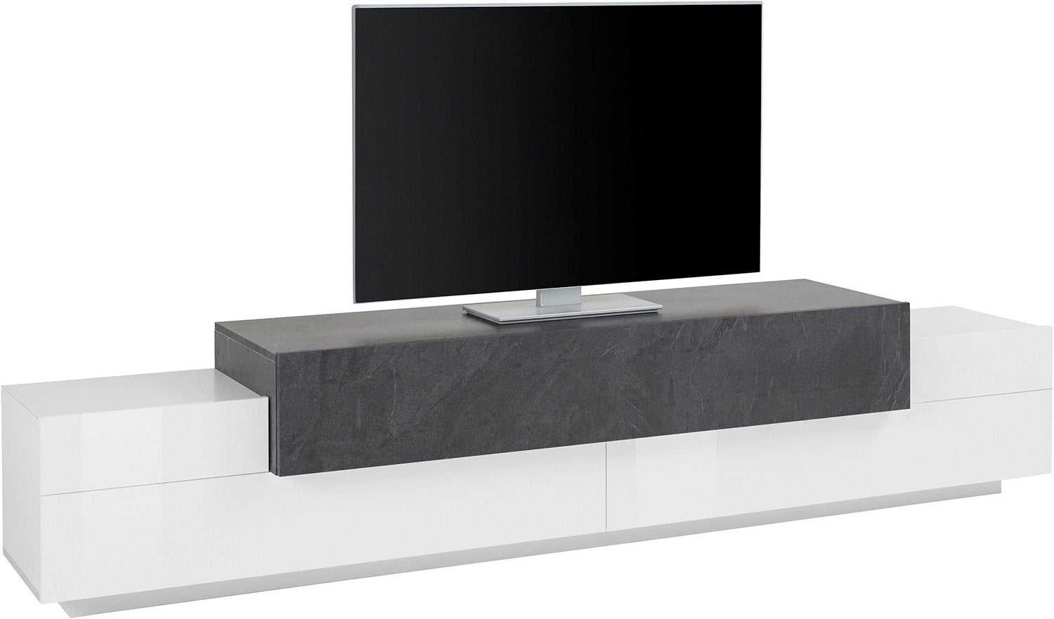 foto del prodotto mobile tv 3 ante 240x45x51,5 cm coro bianco lucido e ardesia