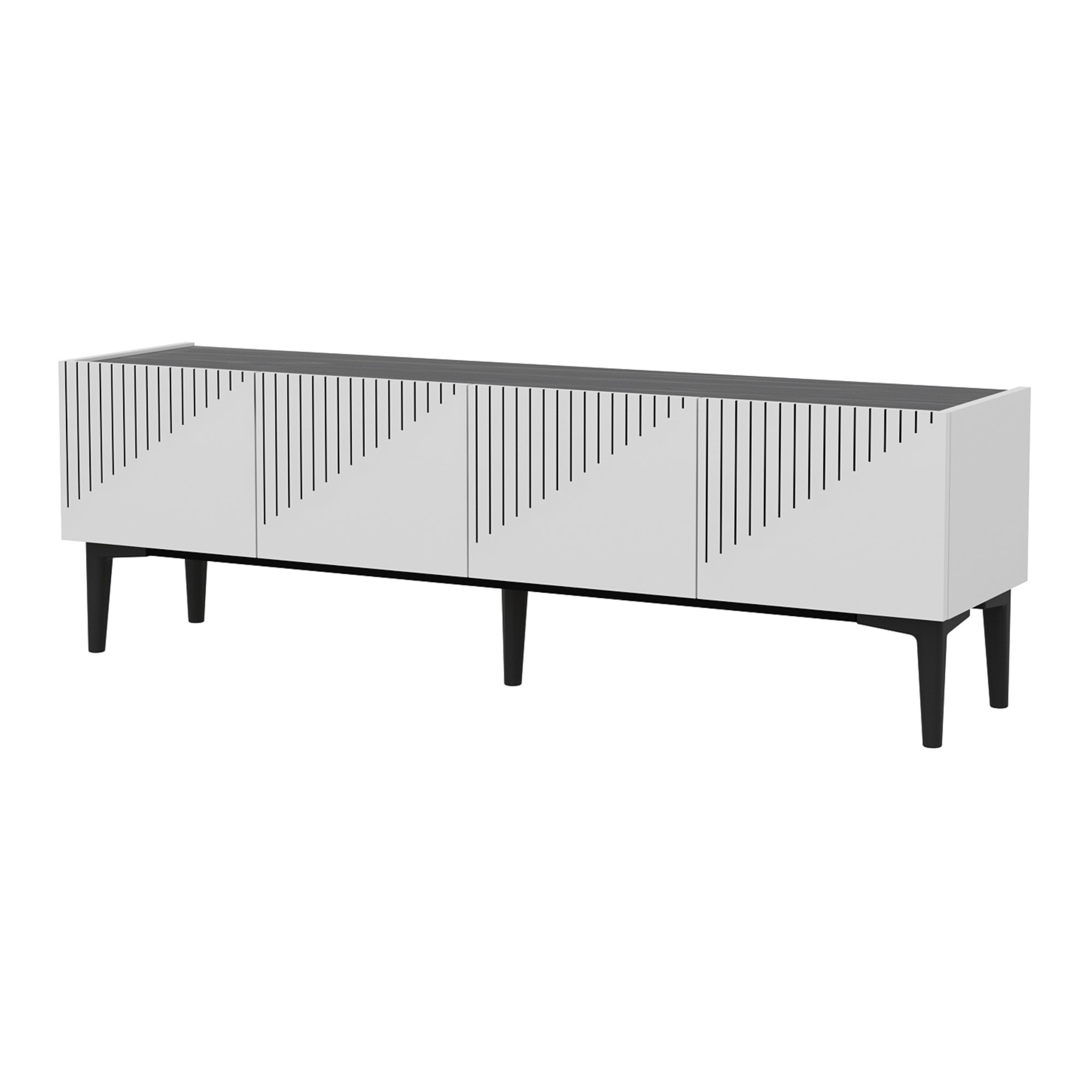 foto del prodotto mobile tv a 2 ante con spazio contenitore 45 x 154 x 37 cm marmo bianco nero 03 0007805