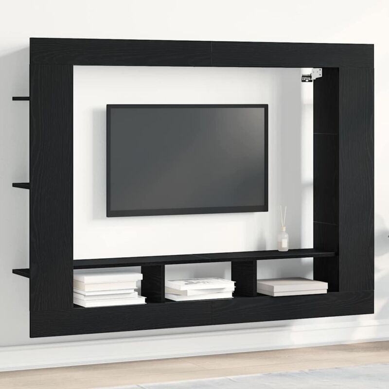 foto del prodotto mobile tv a muro vidaxl nero rovere 152x22x113 cm