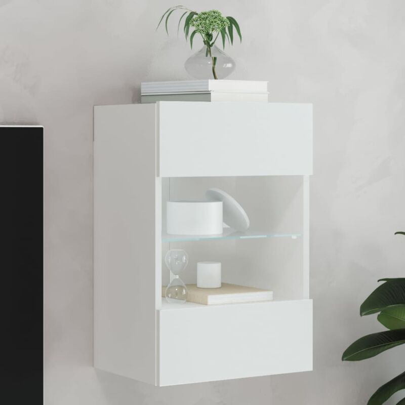 foto del prodotto mobile tv a parete con luci led bianco 40x30x60,5 cm vidaxl
