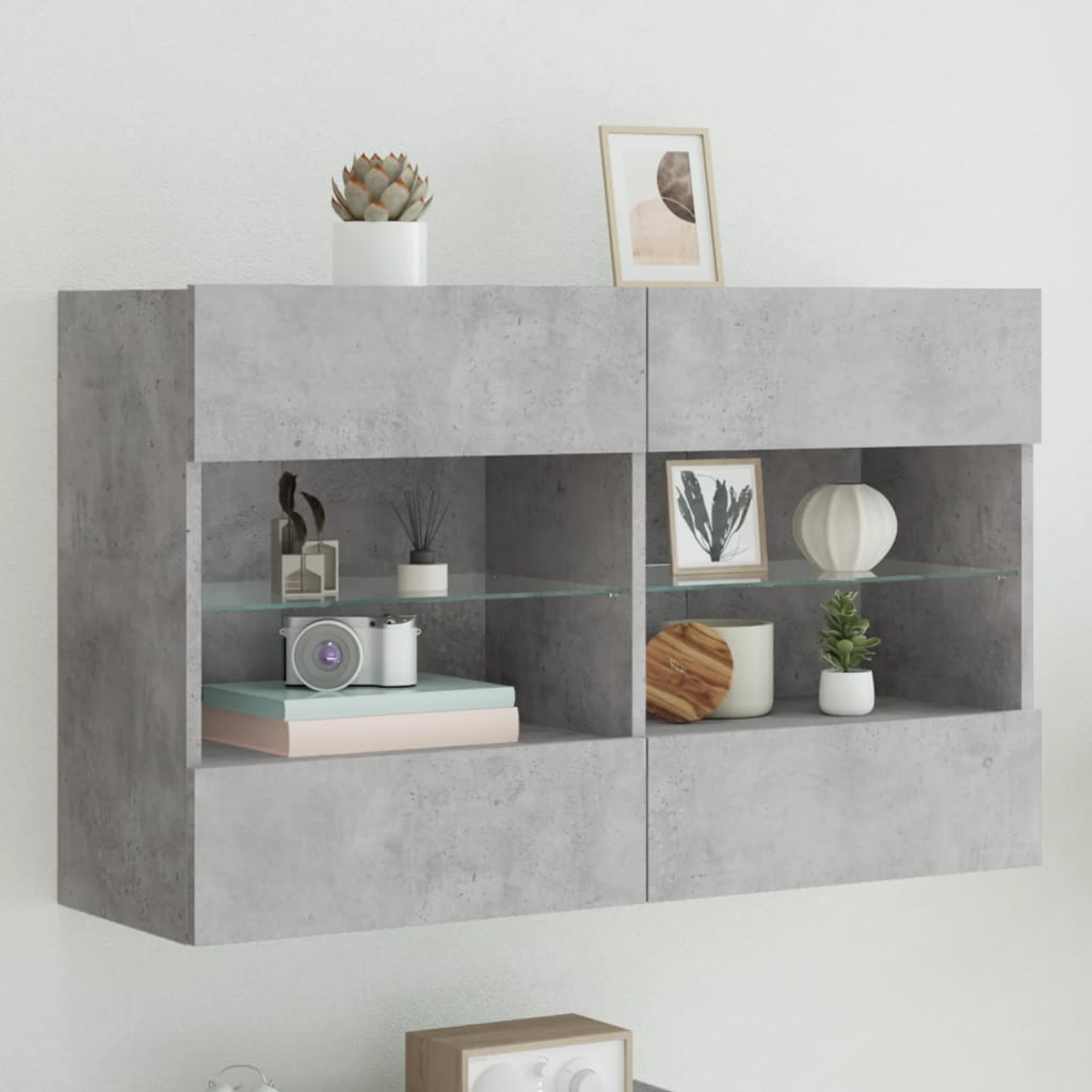 foto del prodotto mobile tv a parete con luci led grigio cemento 98,5x30x60,5 cmcod mxl 134121
