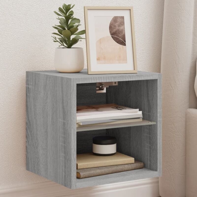 foto del prodotto mobile tv a parete con luci led grigio sonoma 30x28,5x30 cm vidaxl