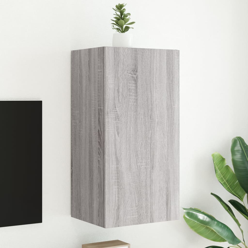 foto del prodotto mobile tv a parete con luci led grigio sonoma 40,5x35x80 cmcod mxl 134182
