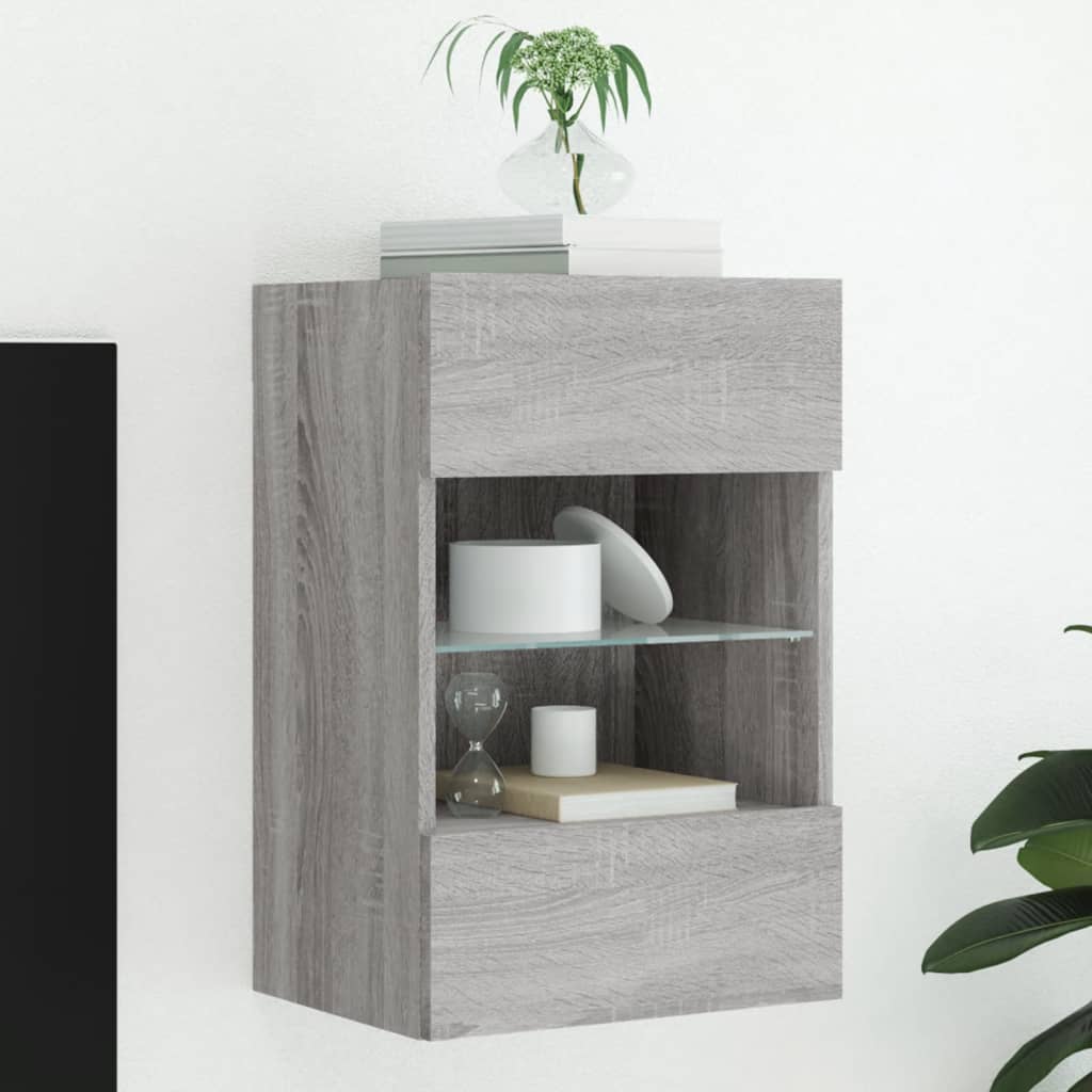 foto del prodotto mobile tv a parete con luci led grigio sonoma 40x30x60,5 cmcod mxl 86137