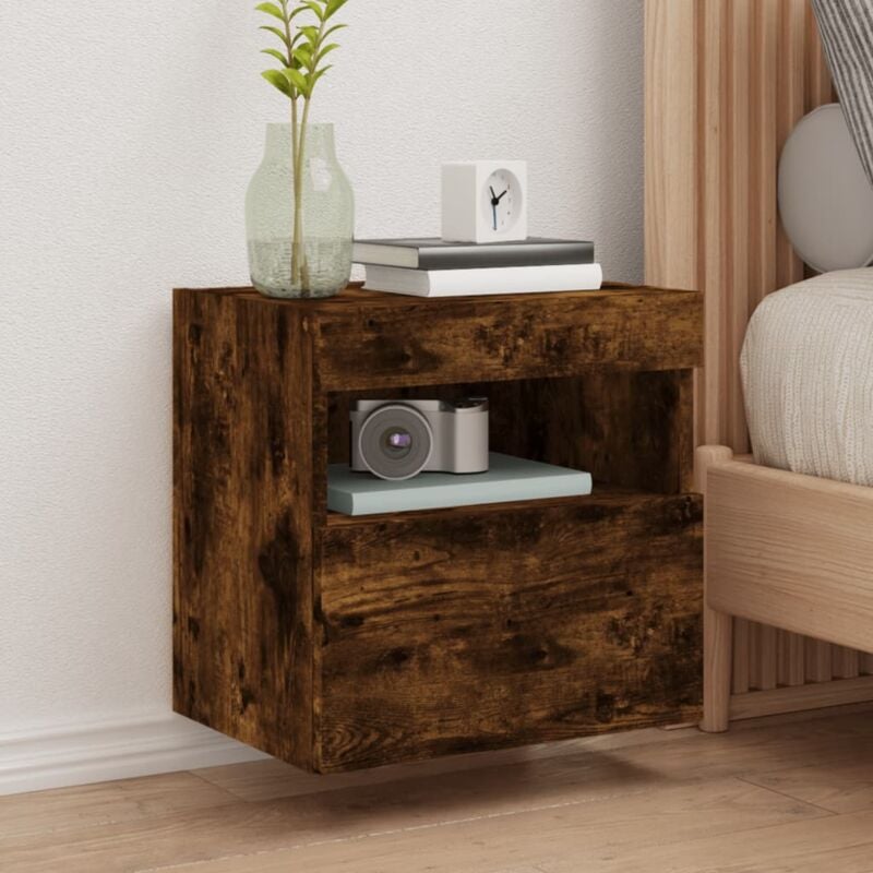 foto del prodotto mobile tv a parete con luci led rovere fumo 40x30x40 cm vidaxl