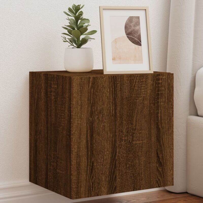 foto del prodotto mobile tv a parete con luci led rovere marrone 40,5x35x40 cm vidaxl