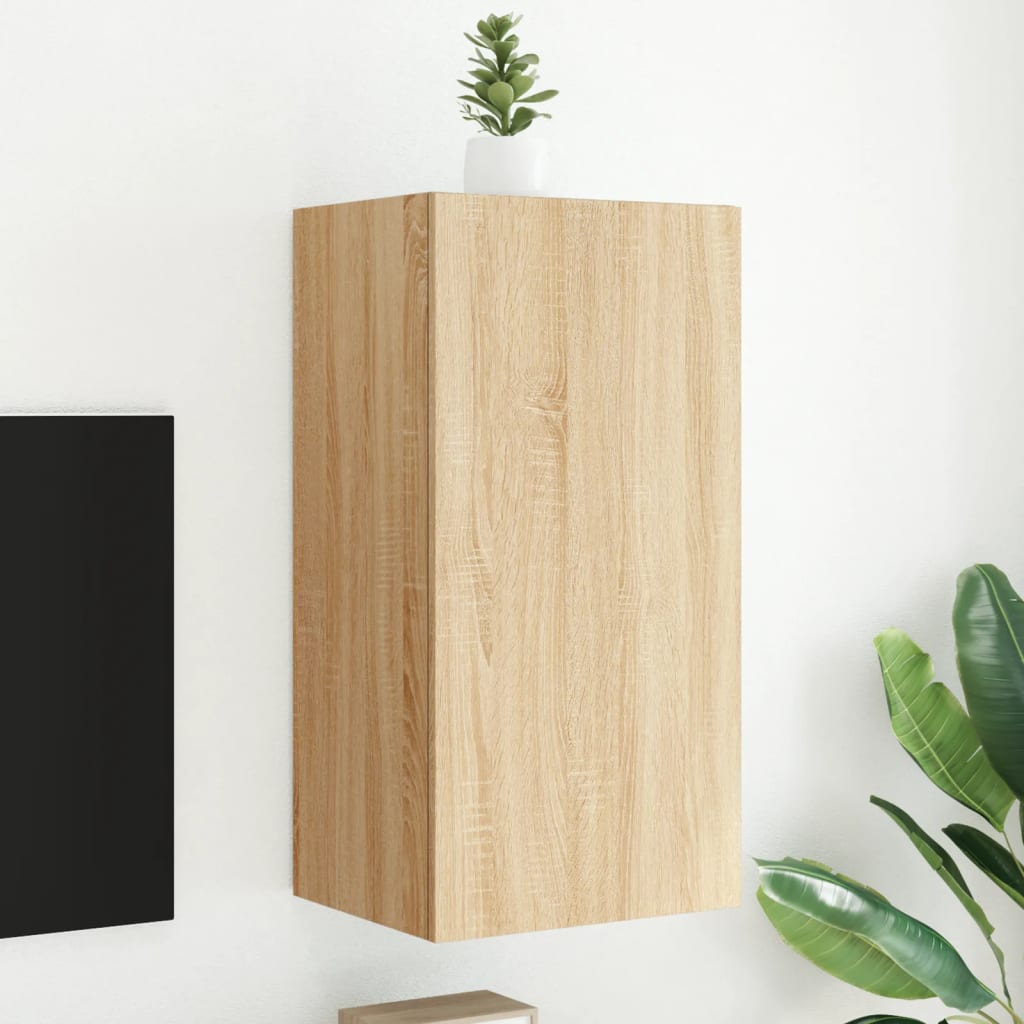 foto del prodotto mobile tv a parete con luci led rovere sonoma 40,5x35x80 cmcod mxl 110166