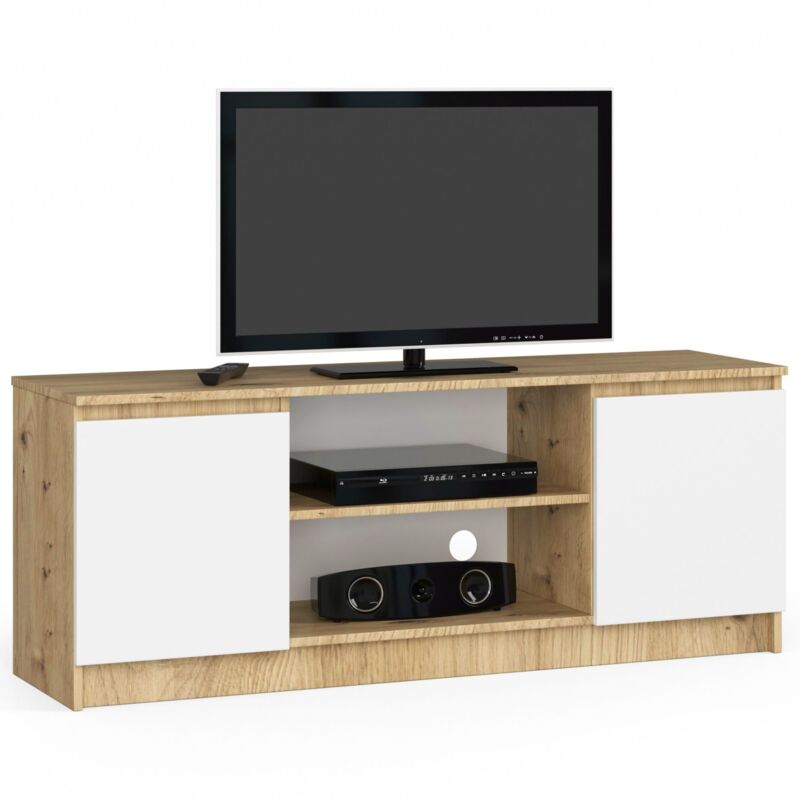 foto del prodotto mobile tv akord quercia artisan 140 cm 2 ante inserto frontale bianco 140x40x55 cm