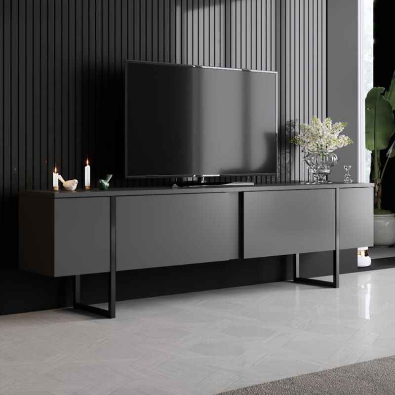 foto del prodotto mobile tv antracite e nero con 2 porte 180cm luxor