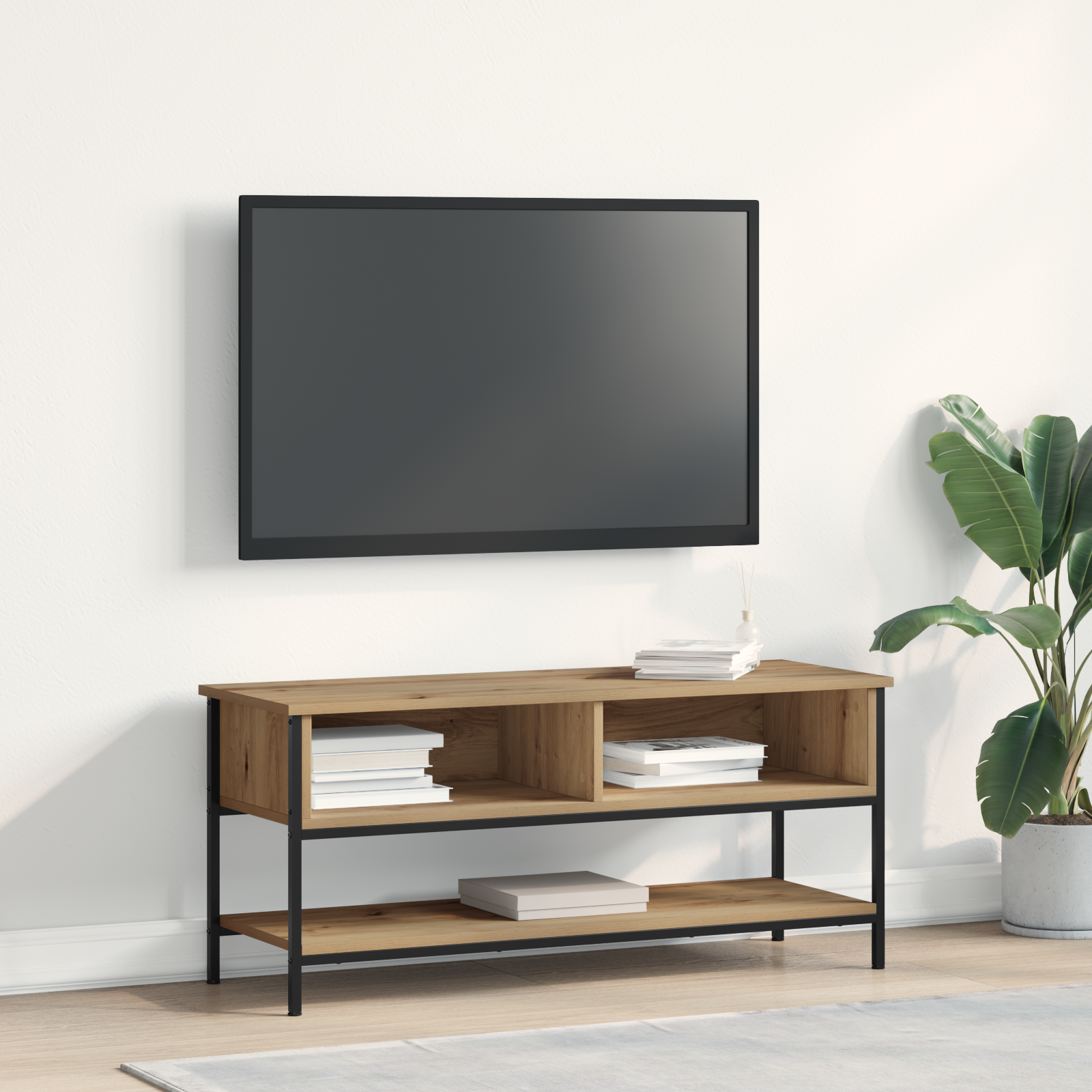 foto del prodotto mobile tv artisan rovere 100x35x45 cm legno ingegnerizzato e acciaio