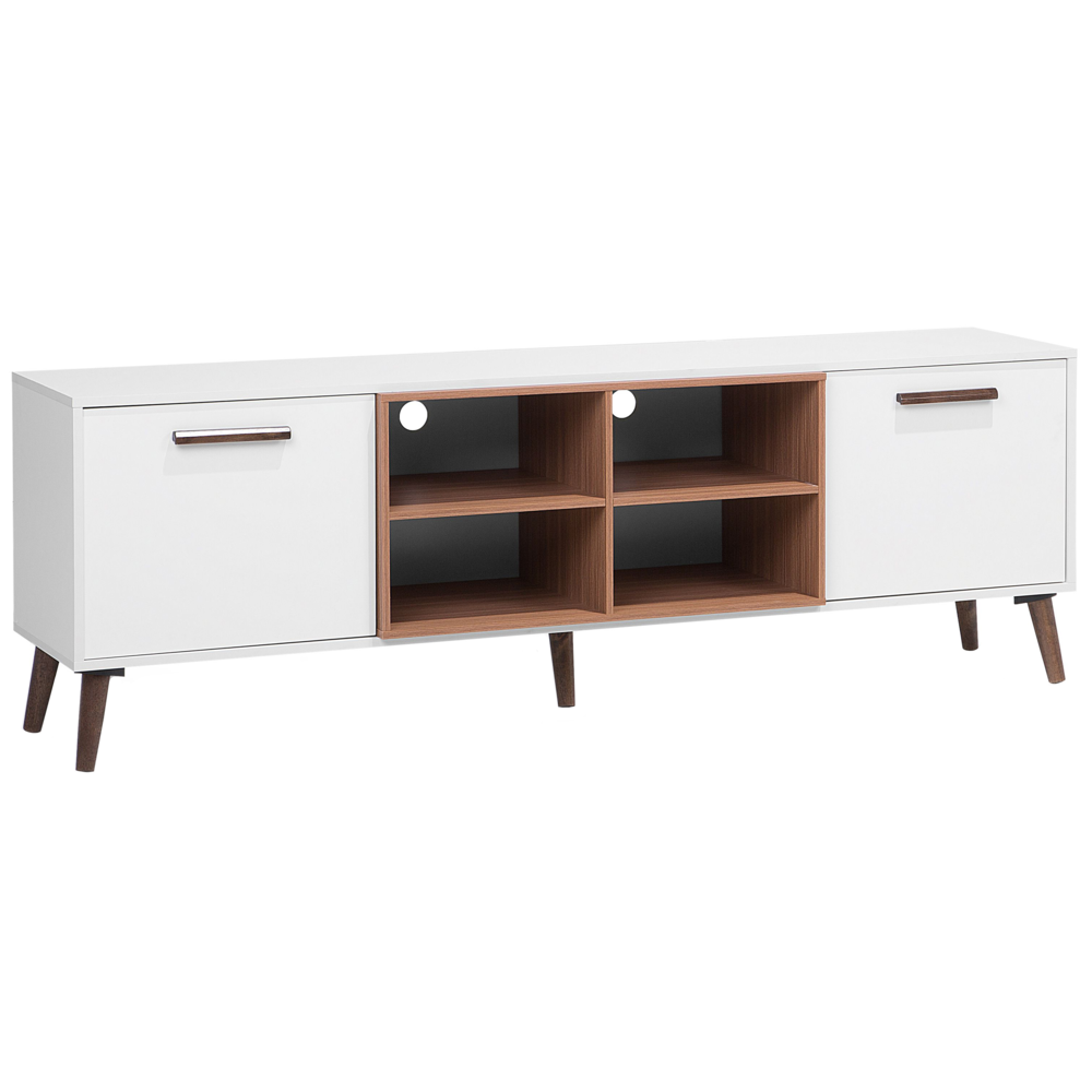 foto del prodotto mobile tv bianco con legno scuro per tv fino a 78 con 2 ripiani
