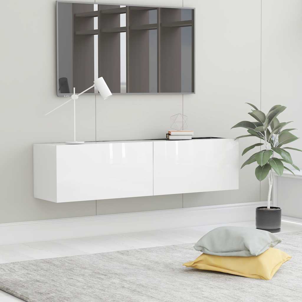 foto del prodotto mobile tv bianco lucido 120x30x30 cm in truciolato