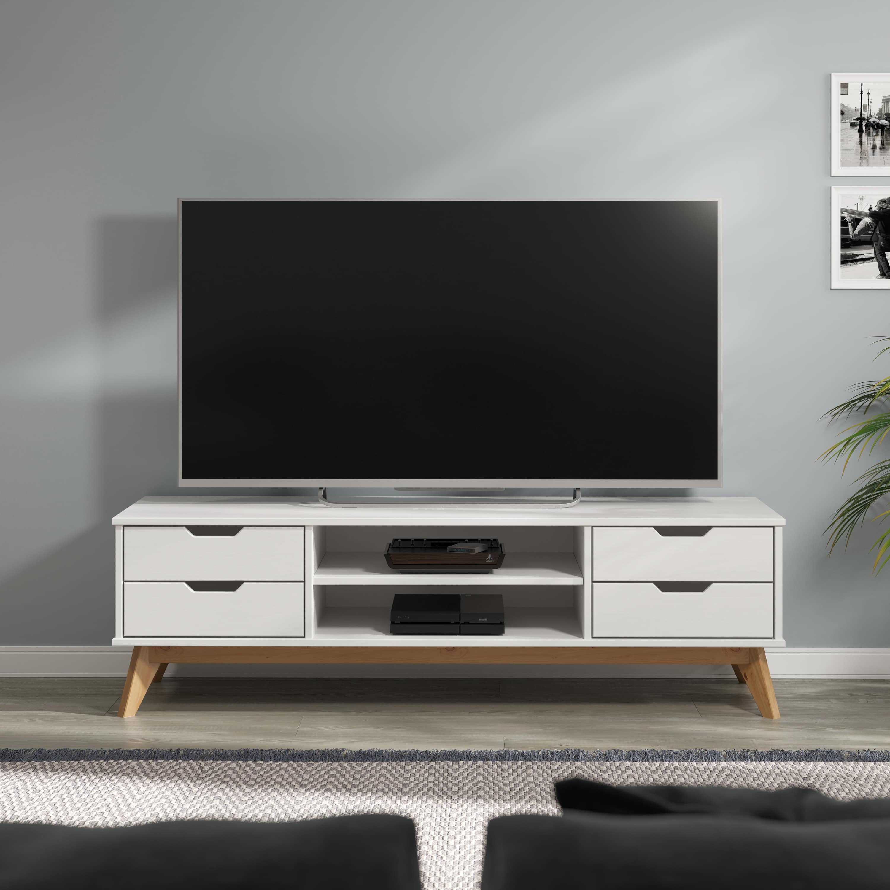 foto del prodotto mobile tv borneo bianco naturale 140x42x40cm