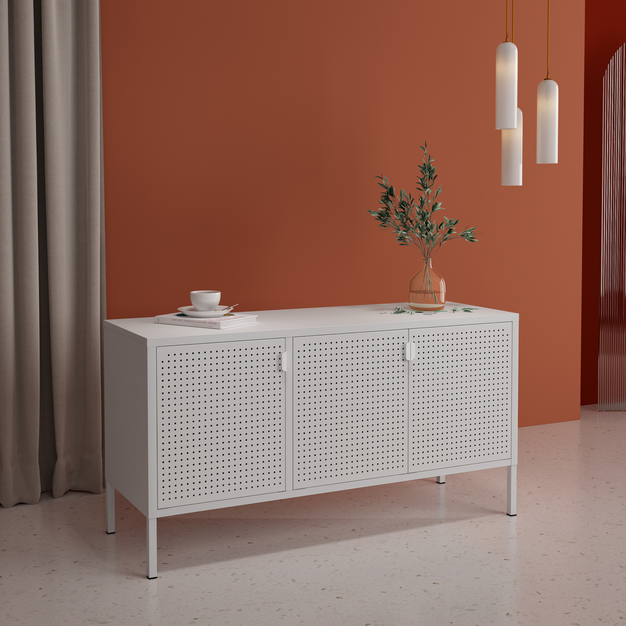 foto del prodotto mobile tv castelli acciaio 114 x 40 x 60 cm bianco en.casa 
