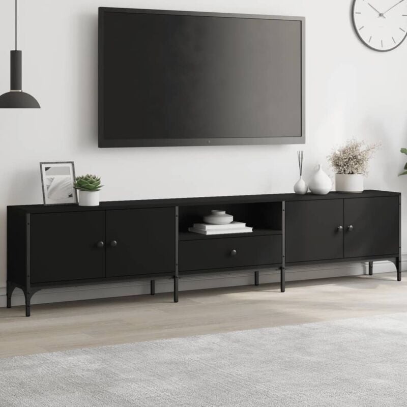 foto del prodotto mobile tv con cassetto nero 200x25x44 cm in legno multistrato vidaxl