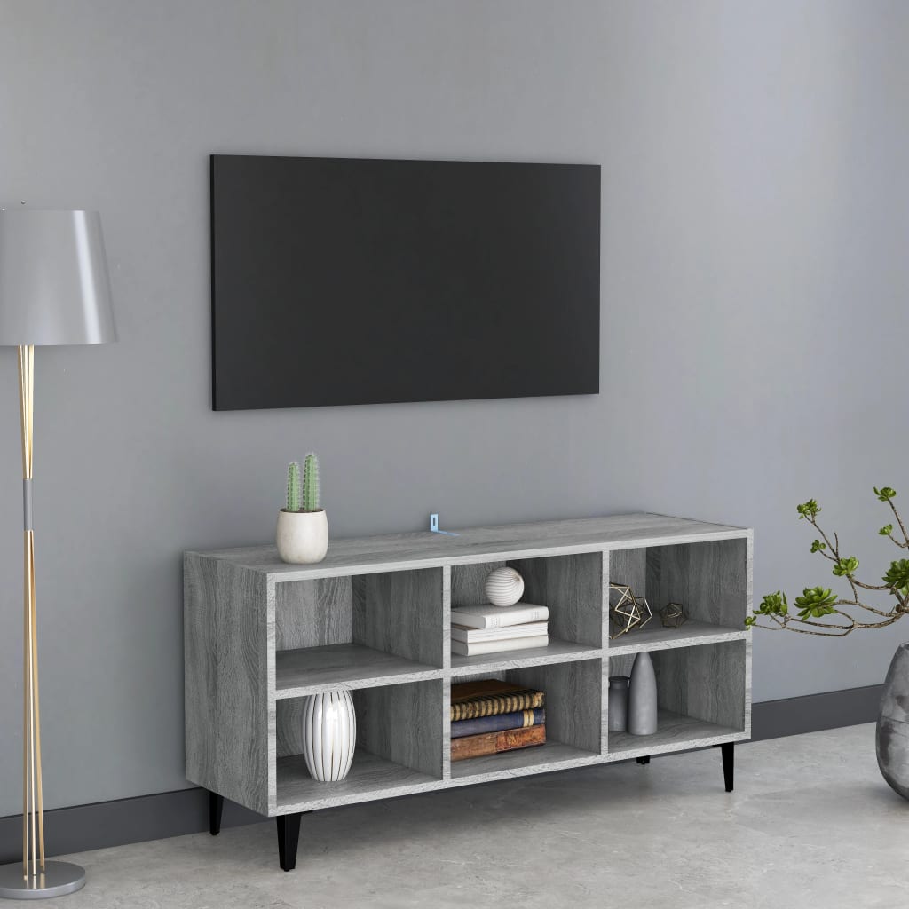 foto del prodotto mobile tv con gambe in metallo grigio sonoma 103,5x30x50 cm cod mxl 15734