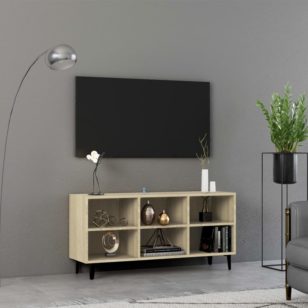 foto del prodotto mobile tv con gambe in metallo rovere sonoma 103,5x30x50 cm cod mxl 23577