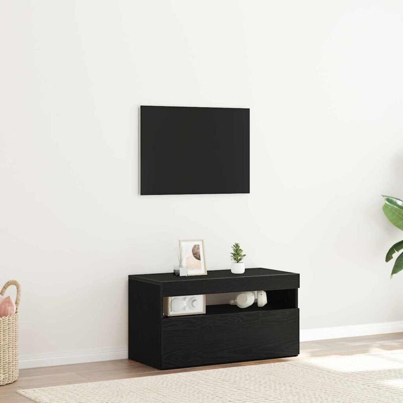 foto del prodotto mobile tv con luci led, nero rovere, 75x35x40 cm, in legno ingegnerizzato vidaxl