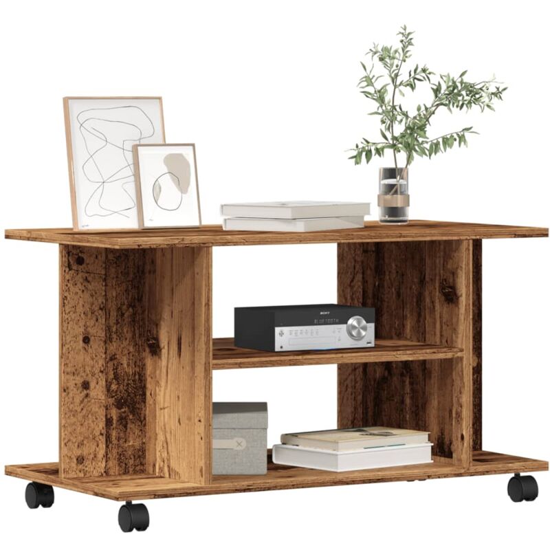 foto del prodotto mobile tv con ruote legno antico 80x40x45 cm legno multistrato vidaxl