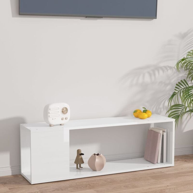 foto del prodotto mobile tv con scomparto aperto inferiore design moderno vari colori colore bianco lucido
