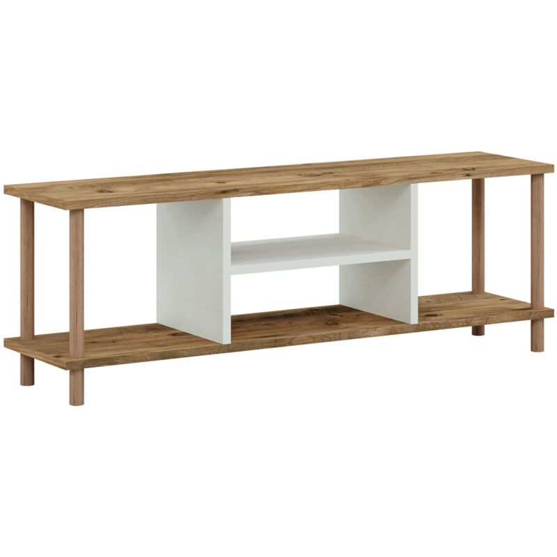 foto del prodotto mobile tv con vano contenitore 43 x 120 x 29 cm effetto legno bianco