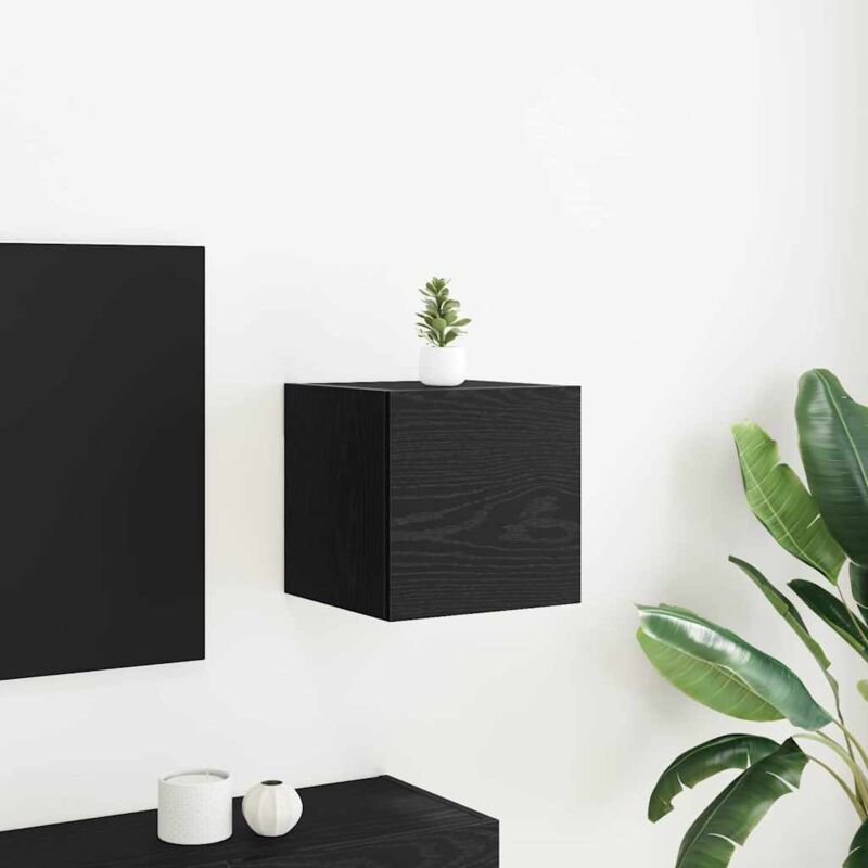 foto del prodotto mobile tv da muro vidaxl in nero rovere 30,5x30x30 cm