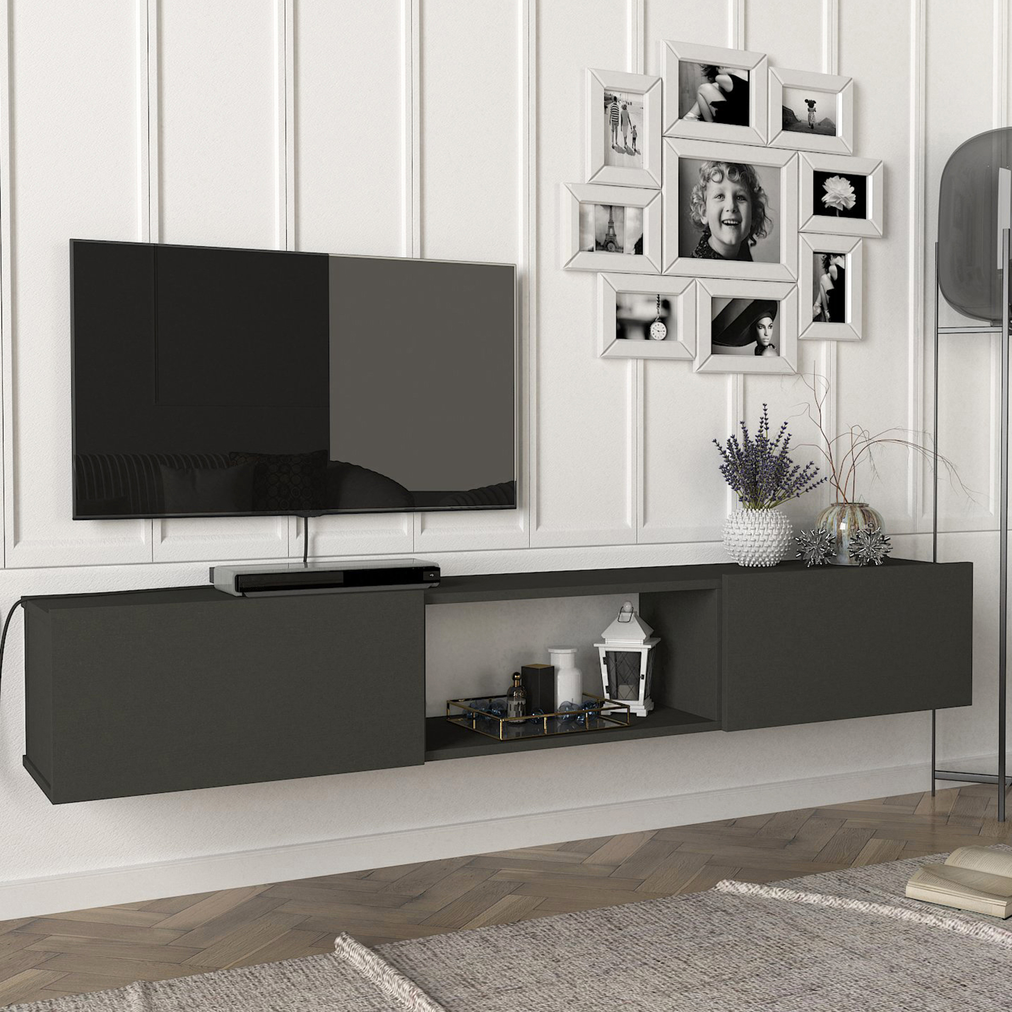 foto del prodotto mobile tv da parete paltamo armadietto pensile con ante a ribalta 180 x 31 x 29,5 cm antracite en.casa 