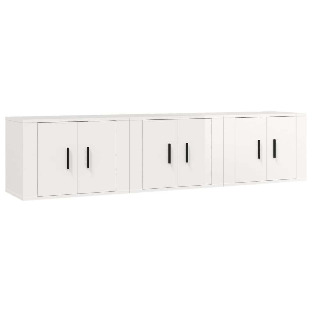 foto del prodotto mobile tv da parete scaffale per televisione multimediale credenza televisione sala da pranzo soggiorno camera da letto 3 pezzi lucido 57 x 34,5 x 40 cm bianco 02 0029041