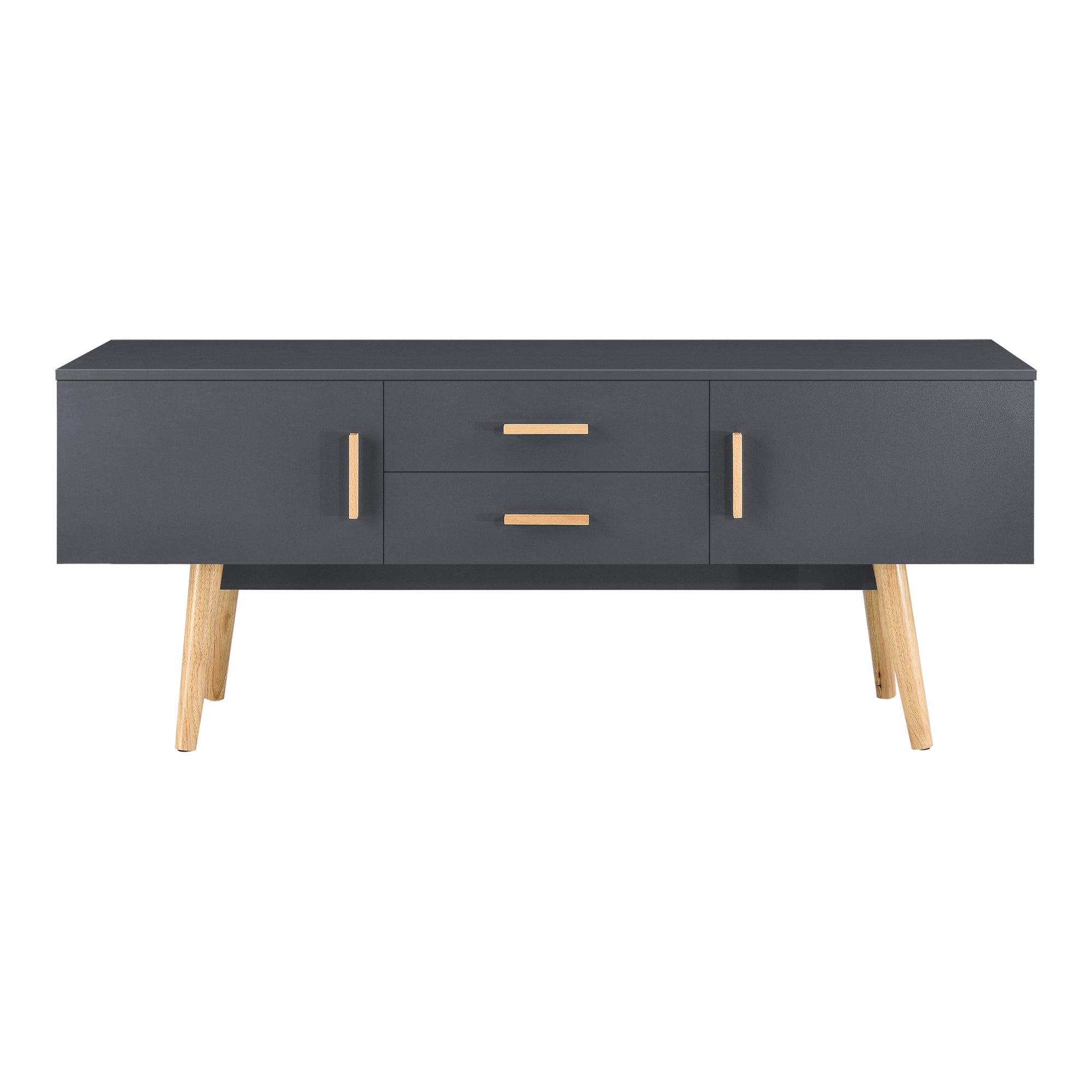 foto del prodotto mobile tv di design porta tv panca gambe in legno 140 cm grigio scuro 03 0005869