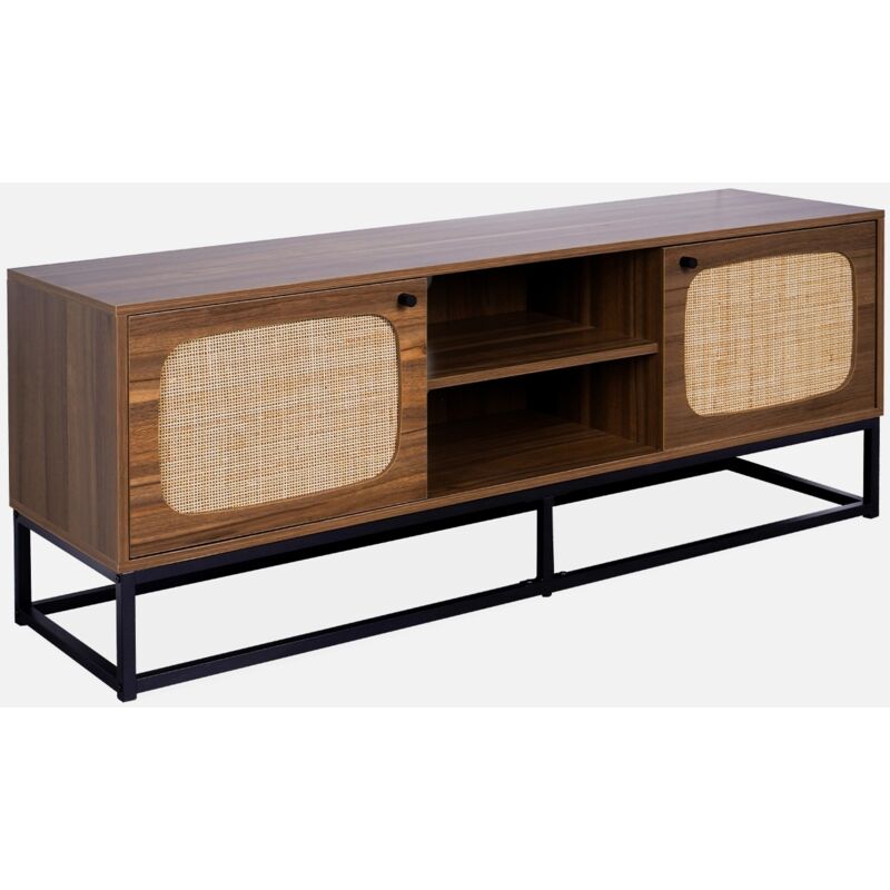 foto del prodotto mobile tv effetto legno e canna arrotondata, 140cm