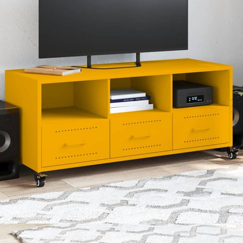 foto del prodotto mobile tv giallo senape 100,5x39x43,5 cm in acciaio vidaxl