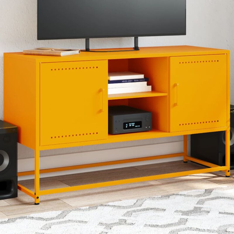 foto del prodotto mobile tv giallo senape 100,5x39x60,5 cm in acciaio vidaxl