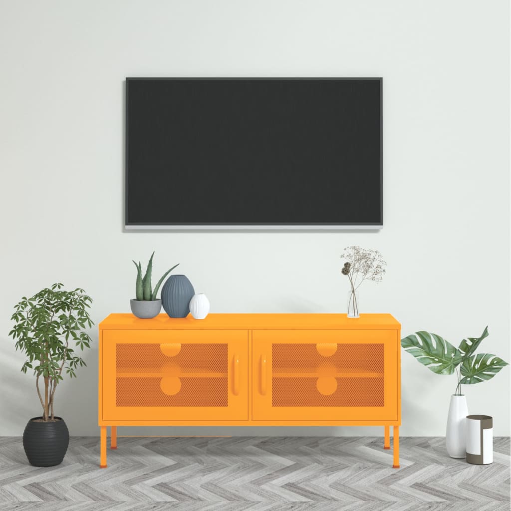 foto del prodotto mobile tv giallo senape 105x35x50 cm in acciaio vidaxl