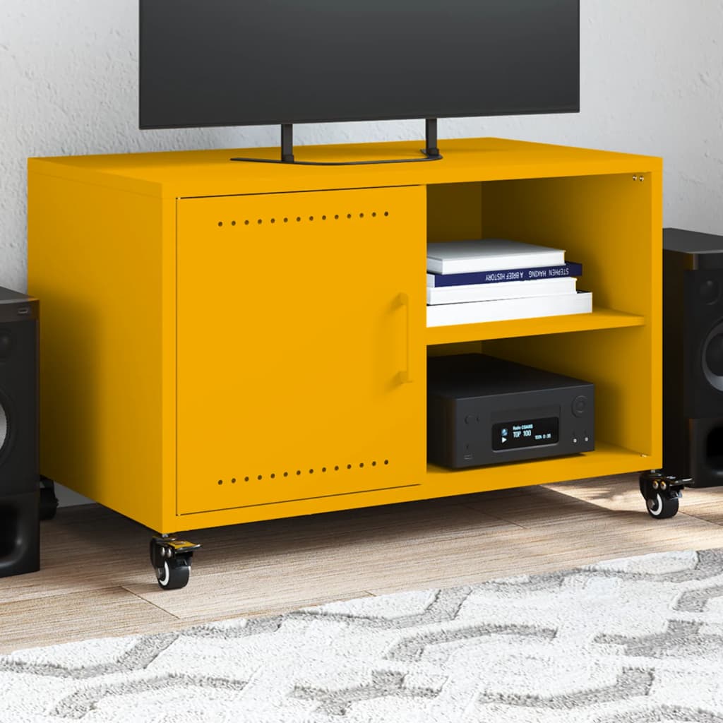 foto del prodotto mobile tv giallo senape 68x39x43,5 cm in acciaio