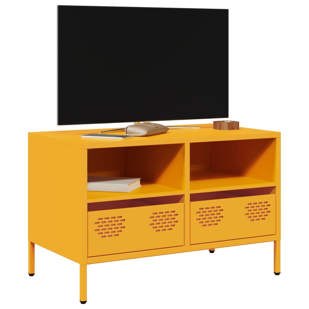 foto del prodotto mobile tv giallo senape 68x39x43,5cm acciaio laminato a freddo