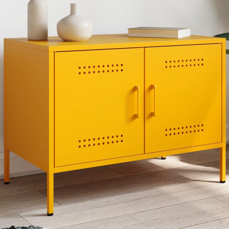 foto del prodotto mobile tv giallo senape 68x39x50,5 cm in acciaio vidaxl