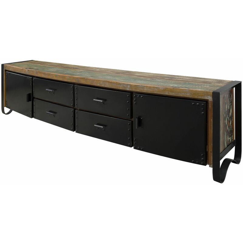 foto del prodotto mobile tv in legno di legno riciclato 208x43x55 multicolore laccato industrial 106